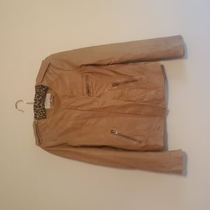 Tan Lucky Brand Leather Moto Jacket